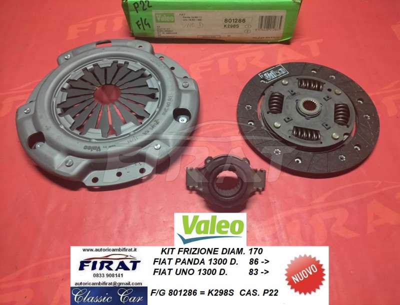 KIT FRIZIONE FIAT UNO D - PANDA D DIAM.170 (801286) - Clicca l'immagine per chiudere